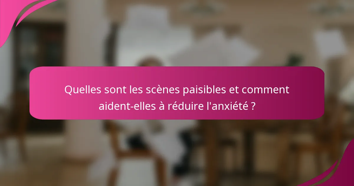 Quelles sont les scènes paisibles et comment aident-elles à réduire l'anxiété ?